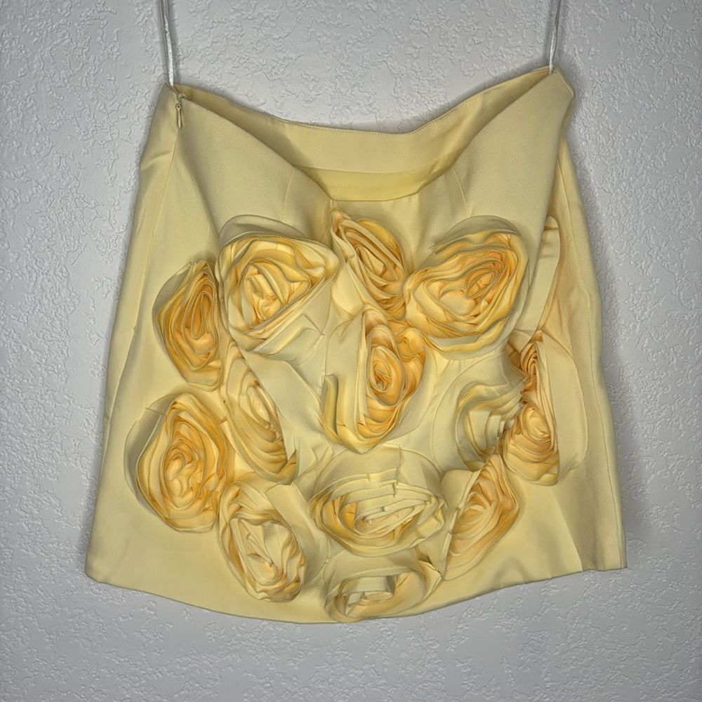 NWT Luxe Dress Rose-appliqué Cropped Top / Skirt Set In Gelb Yellow Large - Picture 3 of 16